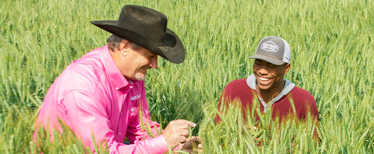 Ag teacher and student